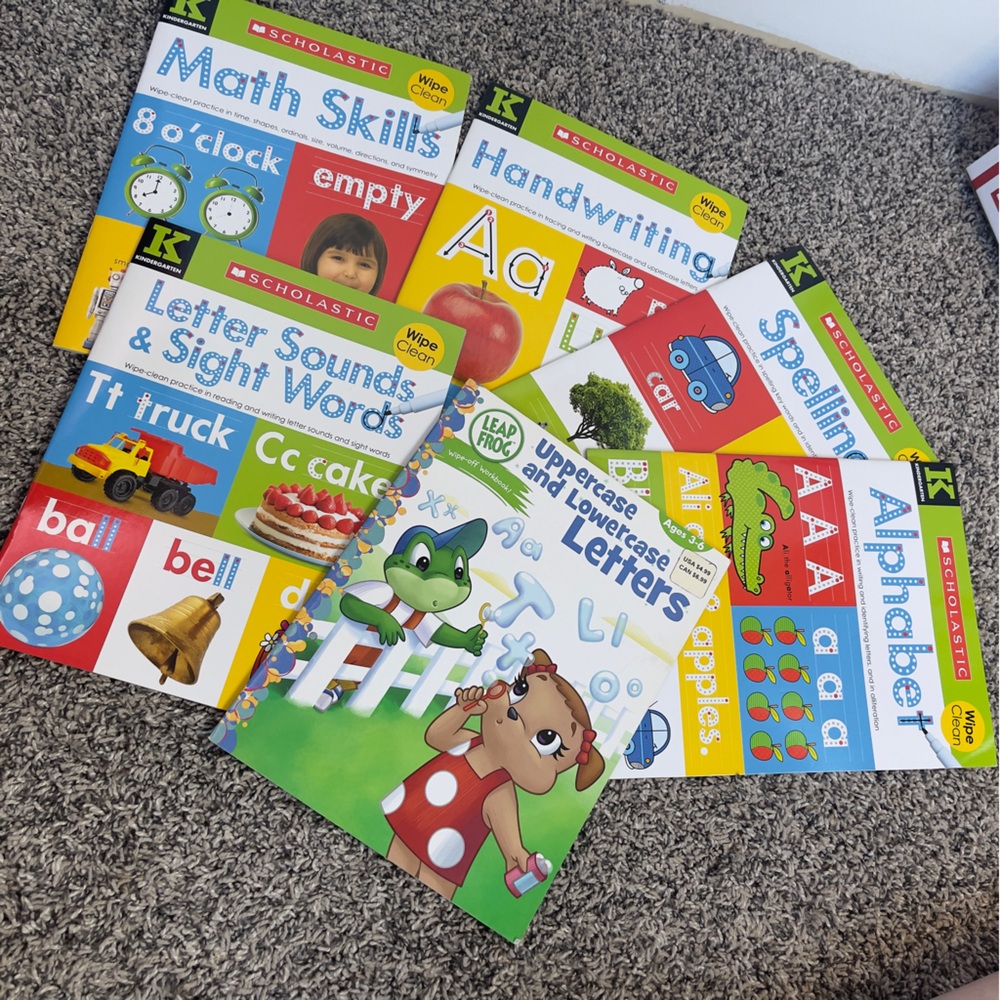 Kindergarten workbooks Educational Childrens Books wet erase dryerase wipe clean